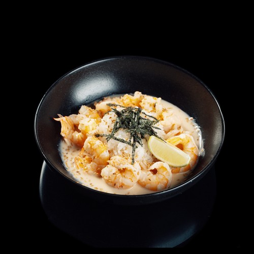 Shrimp with rice in coconut sauce